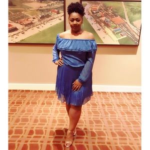 MICHAEL KORS off-shoulder ruffled dress